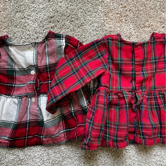 Baby girl Carters holiday tops plaid Christmas blouses long sleeve size 9 months - Picture 9 of 10